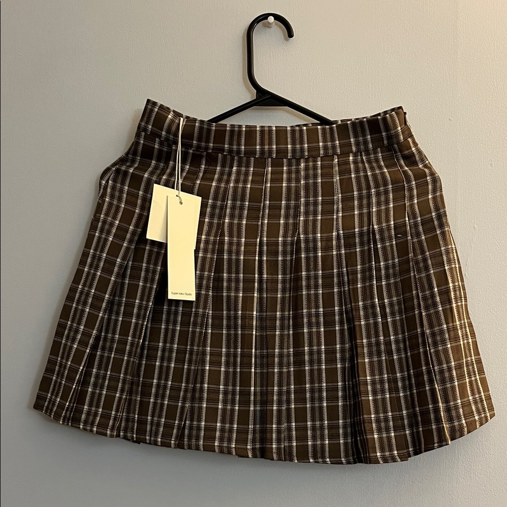 Classic Brown Plaid Mini Skirt